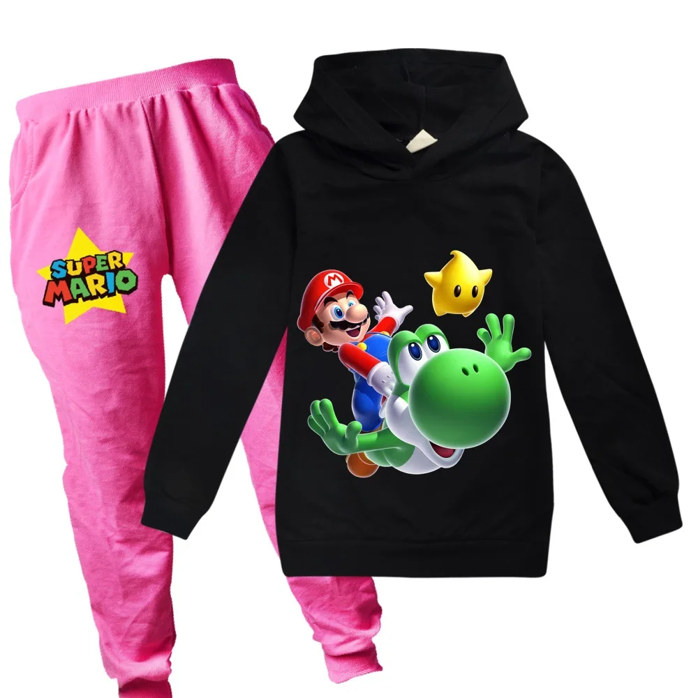 Супер худи Марио, Детские свитшоты, модная детская футболка с капюшоном, пальто для маленьких девочек, детская одежда, повседневная одежда для мальчиков