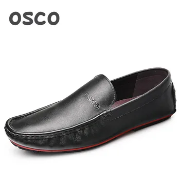 

OSCO Summer Fashion Hollow Peas Shoes Men Genuine Leather British Lazy Shoes Wild Breathable Casual Shoes Driving Loafers Shoes