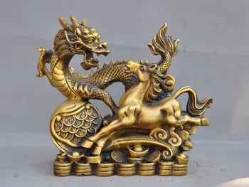 

wedding decoration Chinese Fengshui brass dragon horse wealth ruyi money coin lucky statue