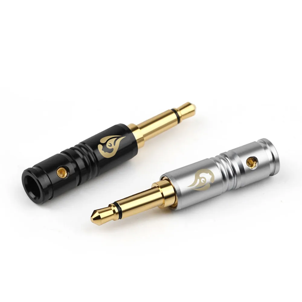 10pcs Headphone Plug 3 5mm Mini Jack Mono Gold Male Copper Plugs 4mm Wire Hole Metal Connector 2 Pole Audio Jack Adapter