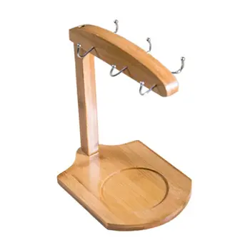 

Bamboo Coffee Cup Holder Mug Rack Holds 6 Mugs for Coffee Mugs Saucer Display U90A