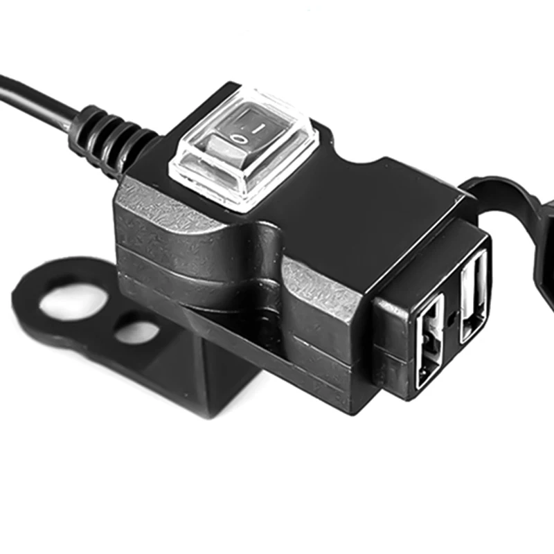 Nuevo  Adaptador de cargador para manillar de motocicleta, fuente de alimentación impermeable de 12V-24V con USB Dual para iphone, samsung y huawei Vy8bLkq0K