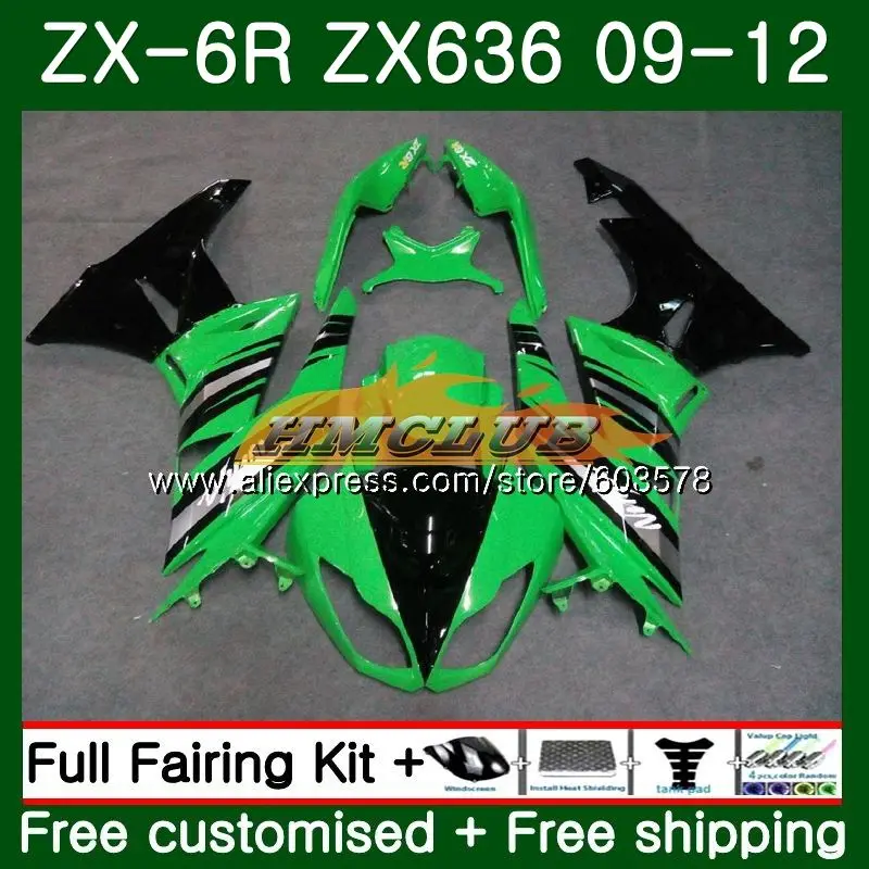 Средства ухода за кожей для KAWASAKI NINJA ZX636 ZX 6R ZX-6R 2009 2010 2011 2012 31CL. 39 ZX 636 600CC ZX-636 ZX6R 09, 10, 11, 12, зеленый Глянец обтекатель