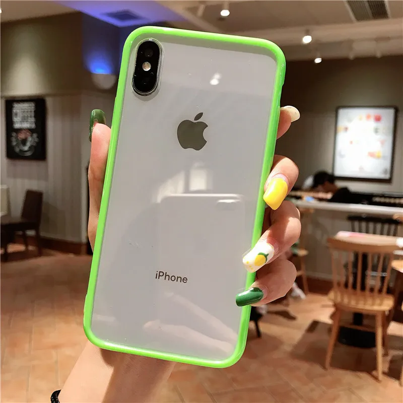 Lovebay прозрачный чехол карамельного цвета для iphone 11 Pro X XR XS Max мягкие ТПУ акриловые простые Чехлы для телефона для iphone 6 6S 7 8 Plus X - Цвет: Зеленый