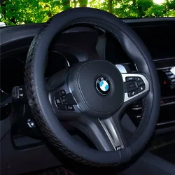 Black Универсальный кожаный автостайлинг крышка рулевого колеса автомобиля крышка общего спортивного типа вязальная ручка украшение салона автомобиля CAR014 - Название цвета: Black