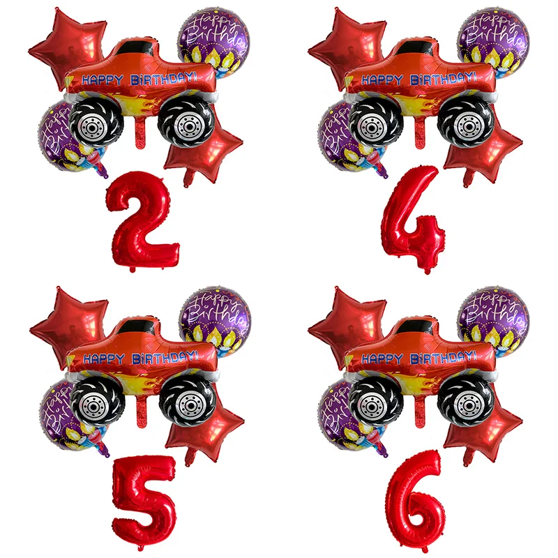 6 шт Blaze и машины воздушный шар из фольги с днем рождения декоративный для