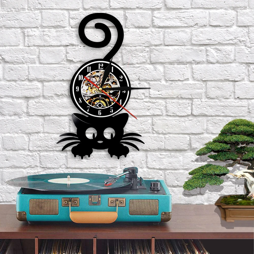 Cat Funny Tail Wall Clock with whimsical design15