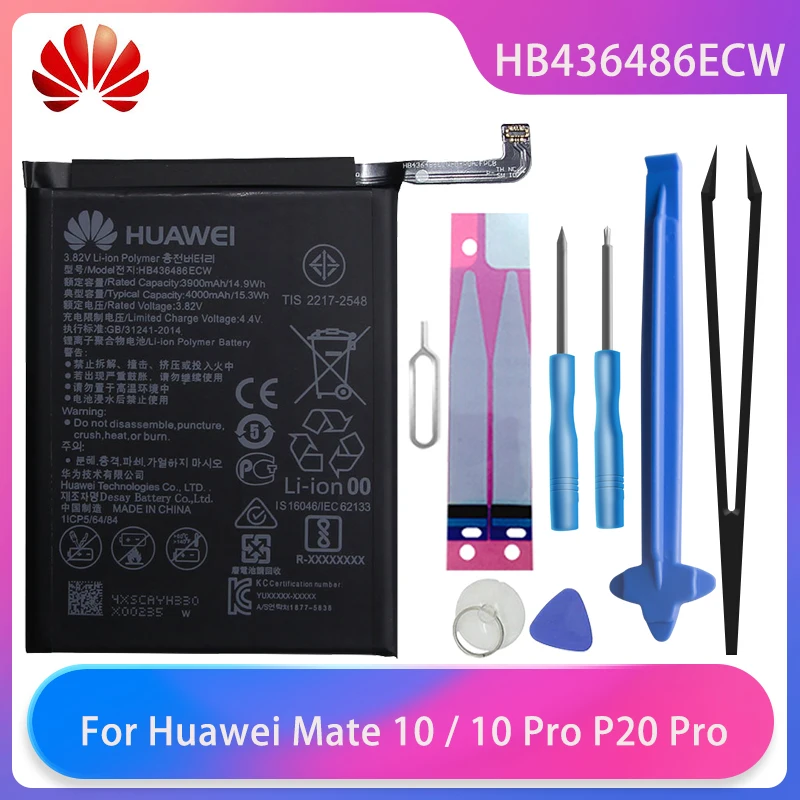 

Original Huawei Mate 10/10 Pro Mate 20 P20 Pro Honor view20 Phone Battery HB436486ECW 3900mAh Free Tools Huawei Phone Batteries