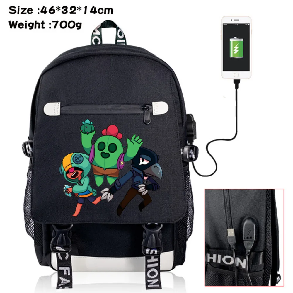 

36-55L 46*32*14cm Brawling Backpack Stars Leon Game Bag Travel Backpack USB Charging Backpack With Headphones Hole Student Bag