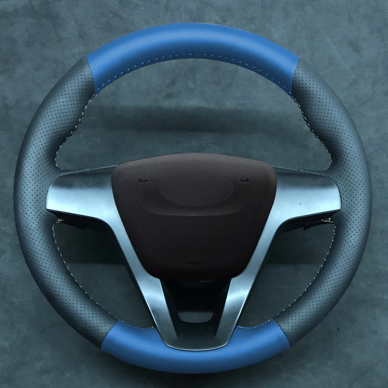 Оплетка на руль для Lada Granta- Priora 2 2013- Kalina 2 чехол на руль funda volante - Название цвета: Blue stitch