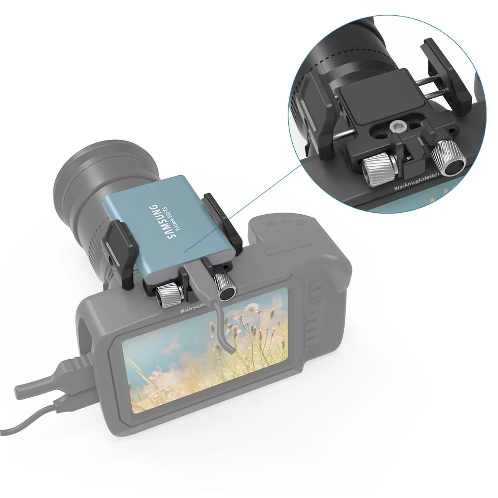  SmallRig DSLR Kamera Clamp Universal Halter Halterung für Externe SSD für Samsung T5 SSD für Angelb