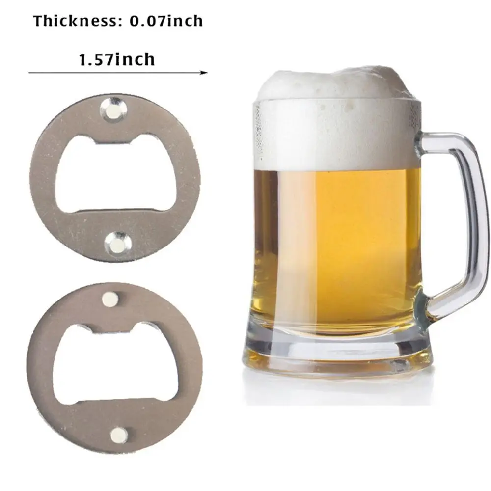 10/20PCS Bottle Opener Insert Stainless Steel Round DIY Bottle Opener Hardware Kit Hardware Parts Supply with Screws