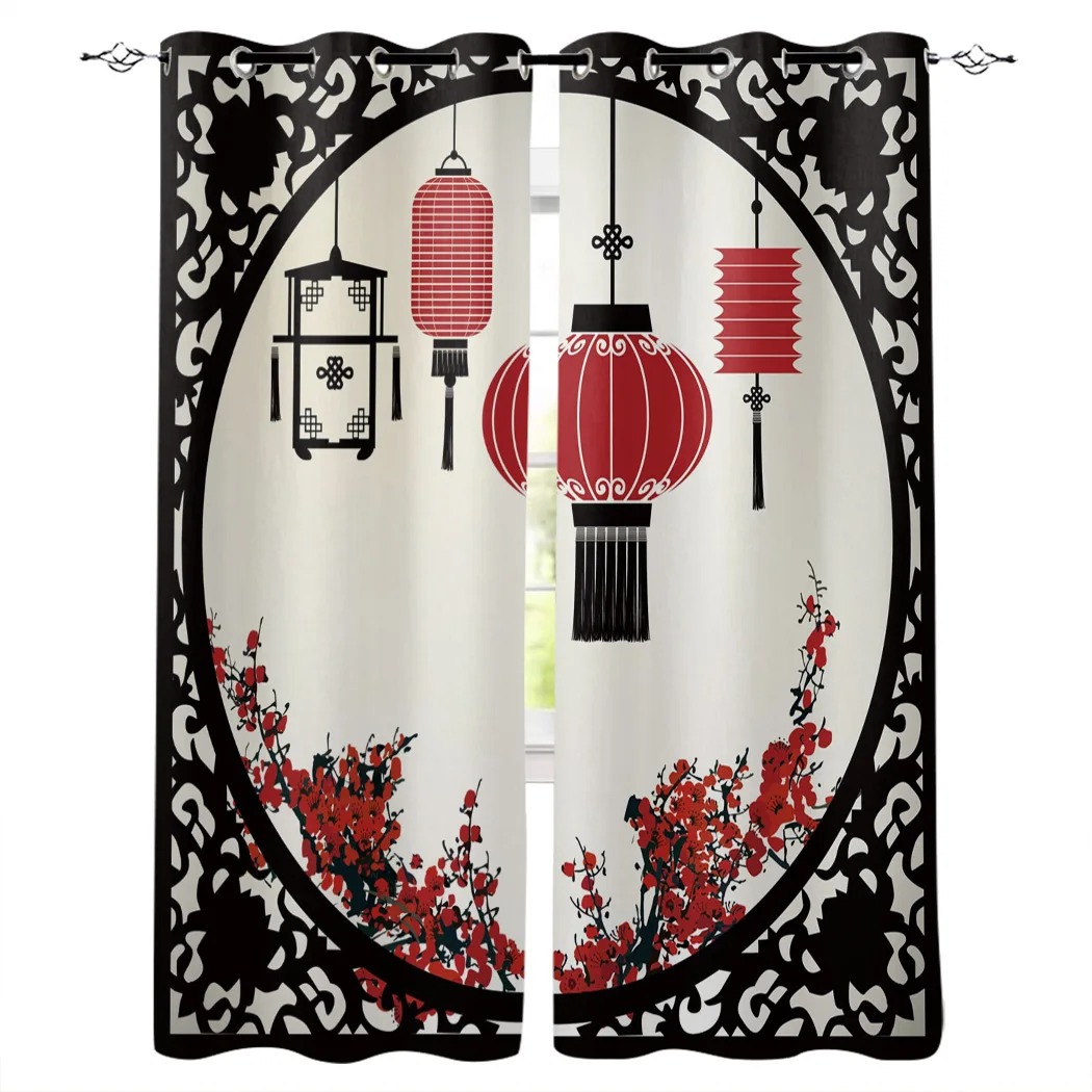 Занавески в китайском стиле с цветами сливы и фонариками занавески для детской