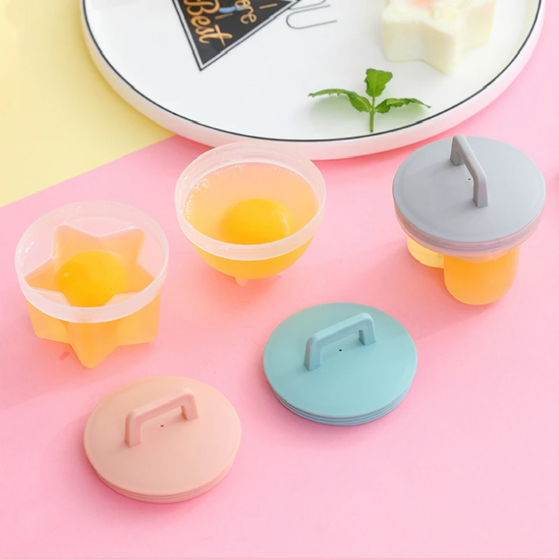 

4 Pcs/Set Cute Egg Poacher Plastic Egg Boiler Kitchen Egg Cooker Tools Egg Mold Form Maker With Lid Brush Pancake