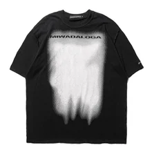 Camiseta de Hip Hop para hombre, ropa de calle de algodón con estampado gótico, Harajuku informal de manga corta Camiseta holgada, Tops negros de gran tamaño 2022