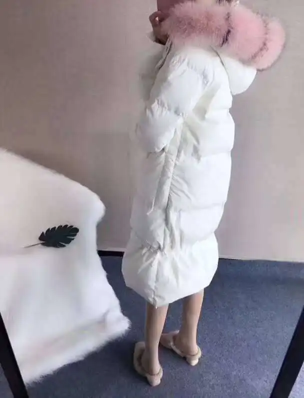 Winter New Style Large Fur Collar down Jacket Women's Mid-length over-the-Knee Thick Slim Fit Warm Coat Manufacturers Whole