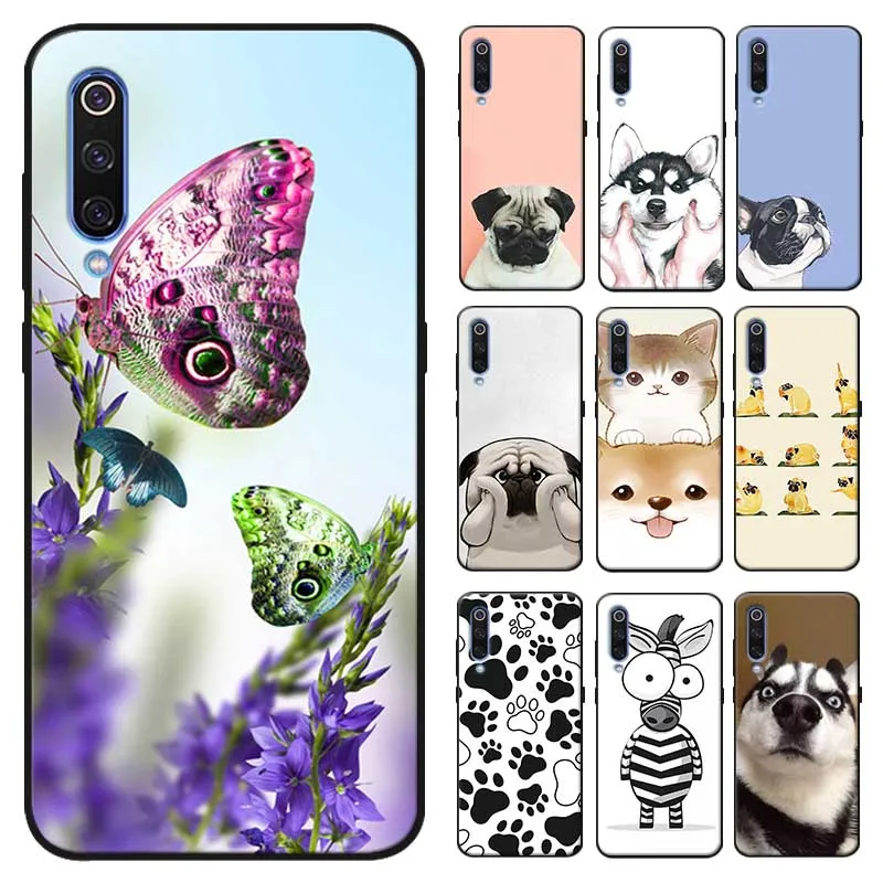

cute dog Paw Husky pug Phone Case for samsung galaxy a50 a70 a30 a40 a20 s8 s9 s10 plus black Soft silicone Cover