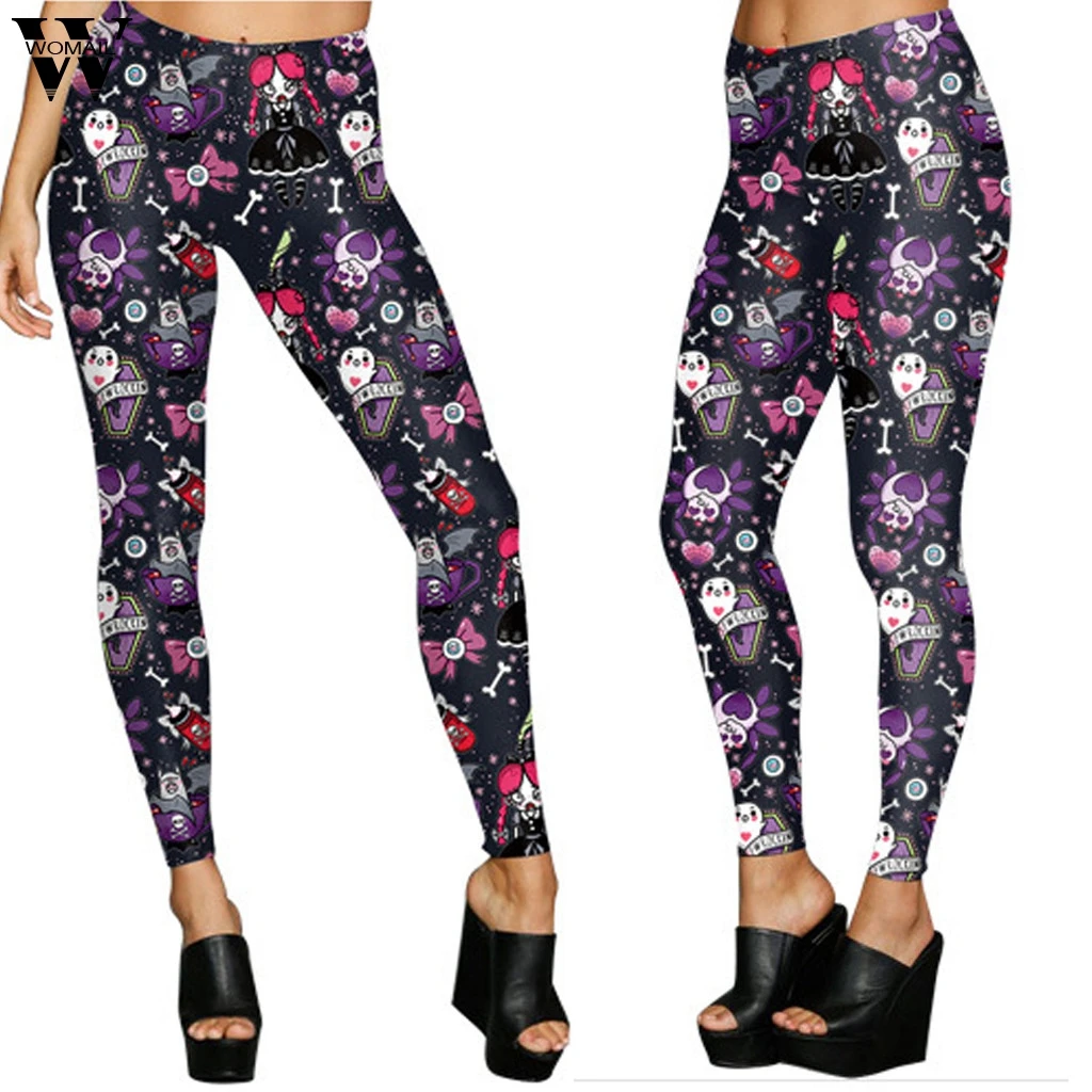 

Womail Leggings for Women High Stretched Push Up Leggings Workout Slim Halloween Print leggings Pants fitness sport Jegging 826