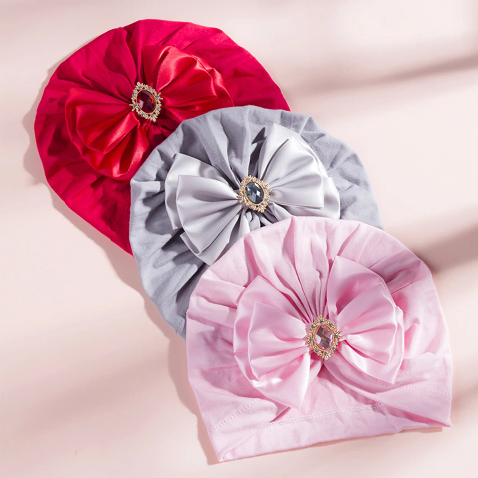 Baby Hat Infant Baby Girls Turban Cap, Shiny Crystal Beanie Hat Stretchy Bonnet Headwraps with Bow Knot 0-2Years