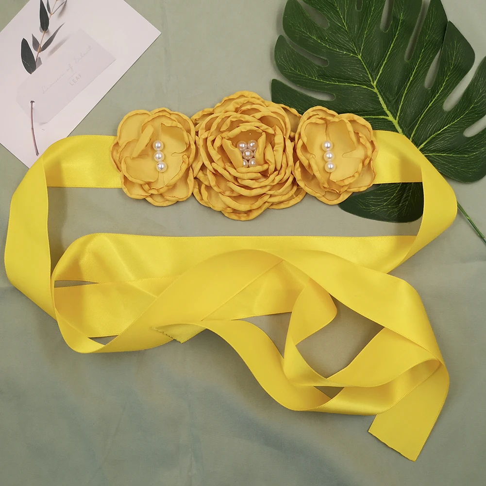 Flower Maternity Belt Women Ribbon Sash Elegant Flowergirl Bridal Waistband Photo Props Pregnancy Accessories Dress Sashes