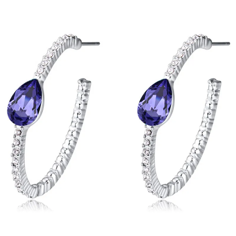 Violet SHDEDE модные украшения для женщин Кристалл от Swarovski серьги-кольца для женщин вечерние подарок на день рождения Аксессуары не аллергические-21691 - Окраска металла: Violet