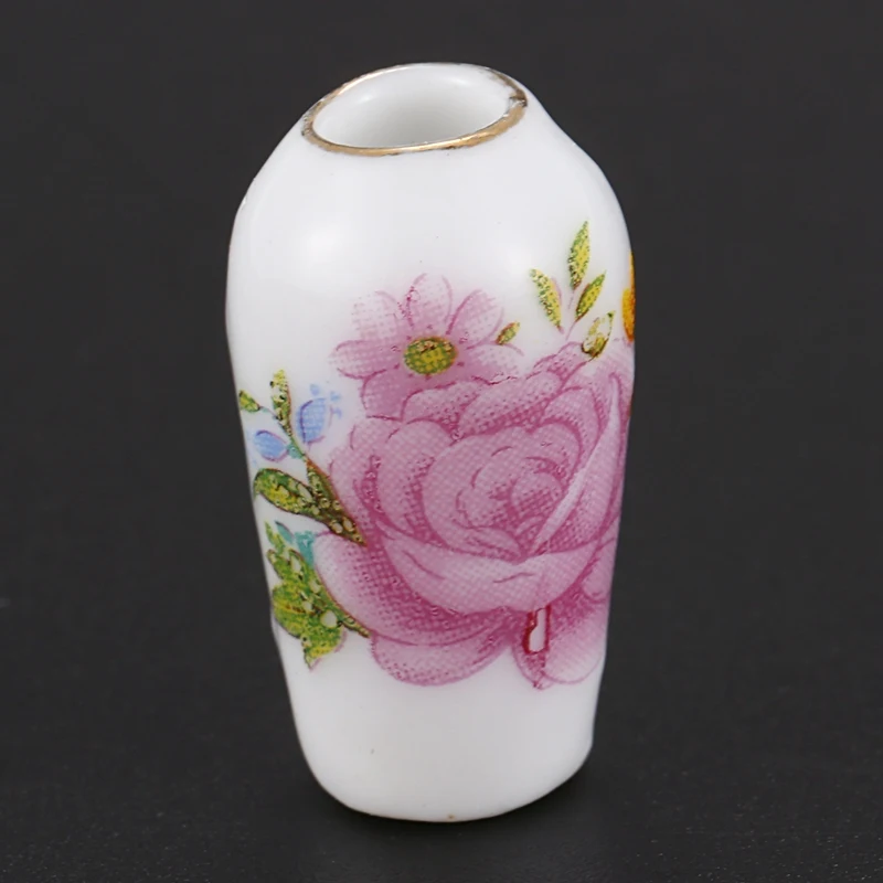 Dollhosue miniature modern ceramic china porcelain rose vase 7pcs W1V9 