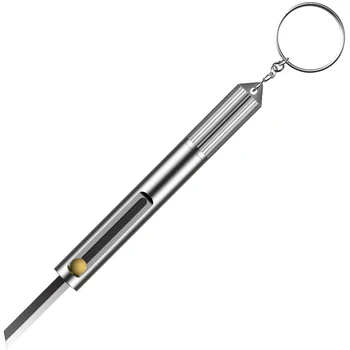 

Outdoor Keychain Pocket Knife Multifunctional Retractable EDC Knife, Box Cutter, Window Breaker,Survival Whistle
