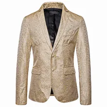 Мужской блейзер для ночного клуба, Мужское пальто, куртка, роскошный золотой принт, приталенный Блейзер, топы, Бизнес Стиль, свадебные, сценические мужские костюмы, блейзеры, masculino