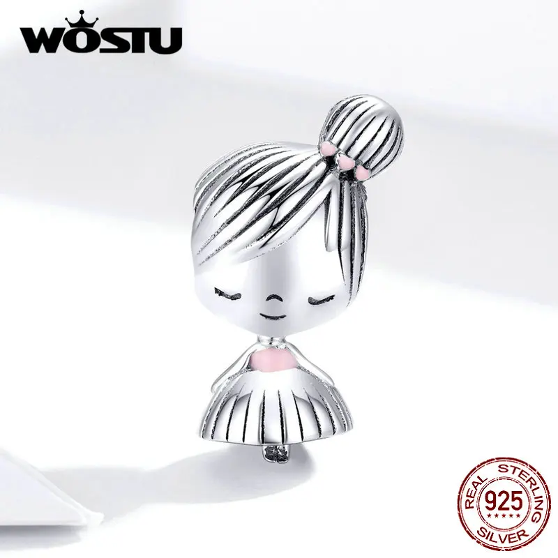 WOSTU, Новое поступление, 925 пробы, серебряный, для мальчиков и девочек, бусины, дружба, талисманы, подходят к оригинальному браслету, кулон, пара ювелирных изделий, BKC1334