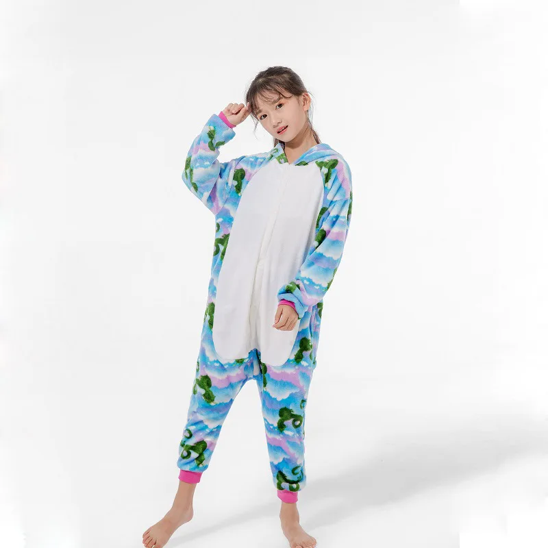 Новые пижамы Kigurumi stitch onesies Рождественская детская зимняя одежда для сна с рисунком животных детские пижамы, белье для детей с капюшоном