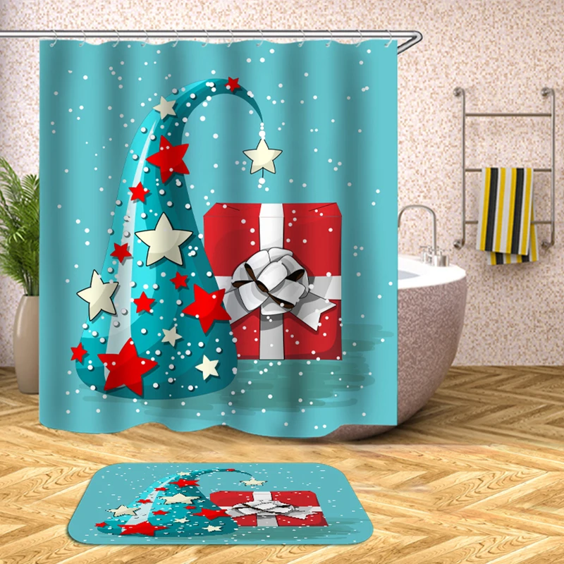 christmas box shower curtain waterproof drop shipping polyester bathroom curtain shower - Цвет: yl1330
