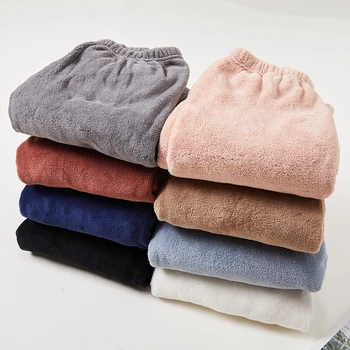 여성용 따뜻한 두꺼운 산호 플리스 수면 바지, 부드러운 잠옷, 벨벳 바지, 겨울 하의
