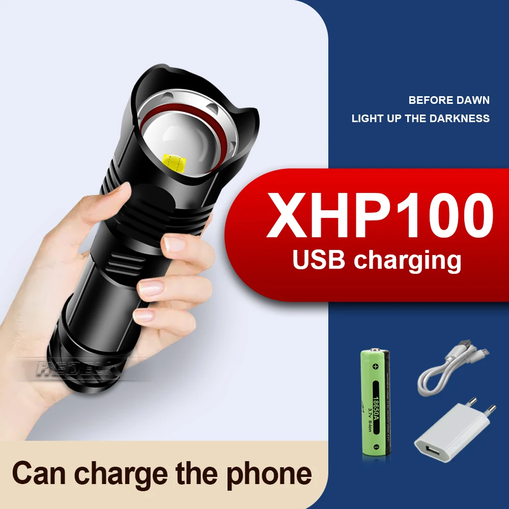 Супер Мощный тактический фонарик XHP 100 перезаряжаемый 18650 xhp90 xhp100 мощные