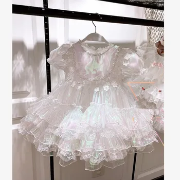 

Baby Summer Vintage Spanish Turkey Princess Lolita Ball Gown Short sleeve mesh Stitching Dress for Girl Birthday Party Y2999