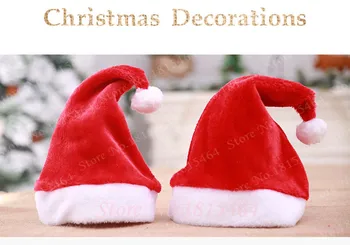 

2pcs Christmas Hat Caps Santa Claus Xmas Gift Plush Trim Cap Child Adult Hat New Year Cap Merry Christmas Decor Supplies