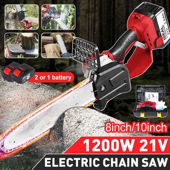Cheap Drillpro 118V 1200W Cordless Portable One-Hand Saw Woodworking Electric Chain Saw Wood Cutter 6300mAh Electric Chain Saw