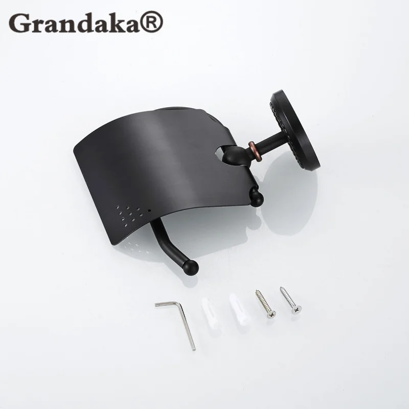 Wall Mounted Brass Black Finish Paper Shelf Toilet Paper Holder Roll Holder Bathroom Accessories Fashion Hardware