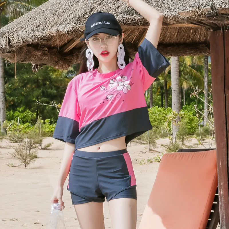 

Blue Sea New Style Bathing Suit Fashion & Sports Casual Split Type Boxer Three-piece Set Bathing Suit 19002