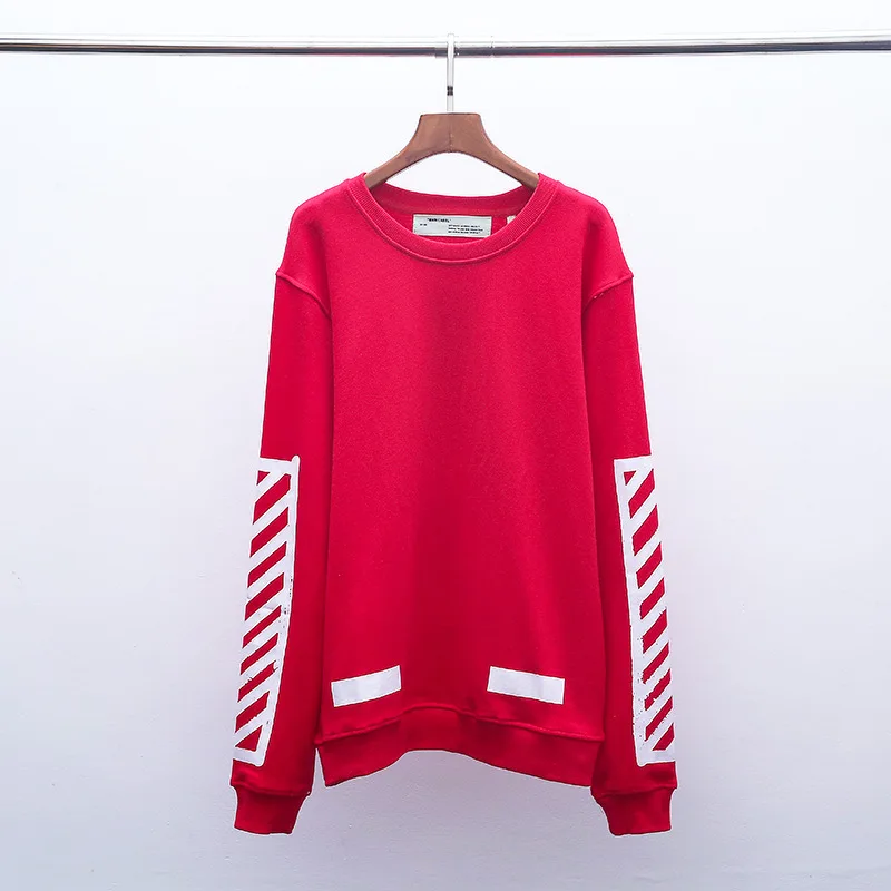 OFF-WHITE Повседневная хлопковая круглая шея с длинным рукавом коробка диагональные полосы уличная спортивная мужская Толстовка женские пальто