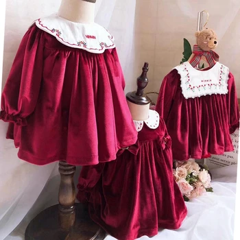 

Autumn Winter vintage Velvet embroidered Spanish baby girl Princess Dress kids Birthday Party ball gown Dress