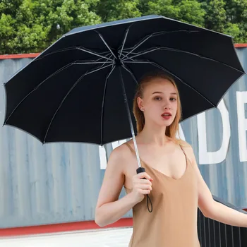 

3 Fold Reverse Umbrella Waterproof Automatic Umbrella With Leather Sheath Reverse Folding Business Umbrella Reflective Strips