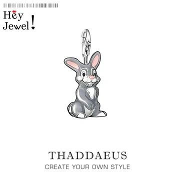 

Hot 925 Sterling Silver Thumper Rabbit Charm Pendants Fit Bracelet Necklace 2019 Winter New Cute Pet Gift for Women Men Jewelry