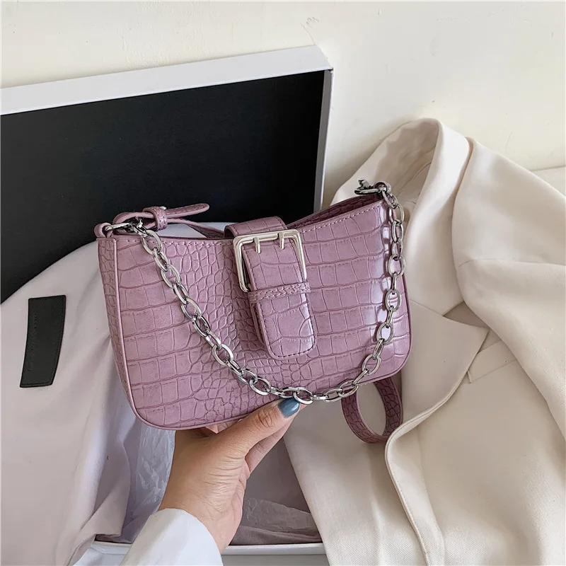 

New Belt Design Small Chain Crocodile Pattern PU Leather Crossbody Bags For Women 2020 Shoulder Handbags Lady Cross Body Bag