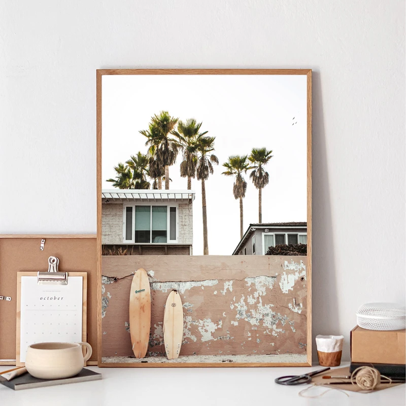 Ocean-Surfing-Seaside-Photo-Poster-Prints-Coastal-Decor-Beach-Palm-Trees-Nordic-Painting-Canvas-Pictures-Living