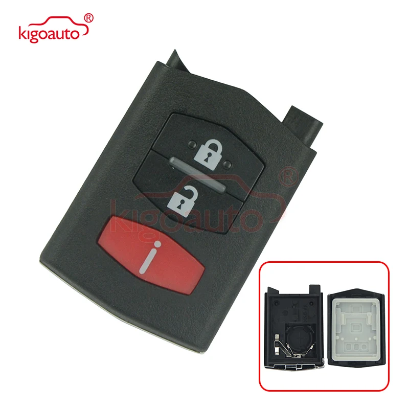 Kigoauto BGBX1T478SKE12501 Remote key shell a part for Mazda 3 button with red led light 2005 2006 2007 2008 2009 2010 2011 2012