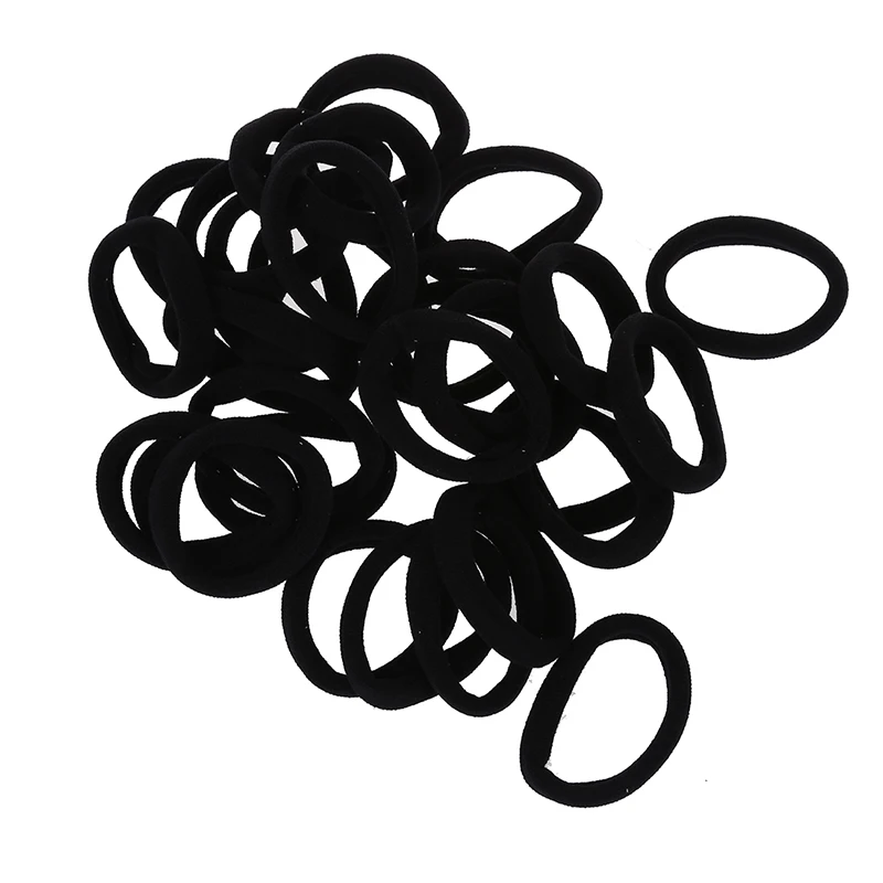 

30 Pcs Black Stretch Rubber Hair Band Ponytail Holder Bands for Women