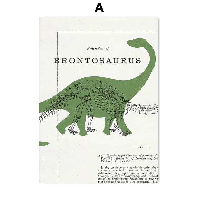 Dinosaur Tyrannosaurus Skeleton Fossil Vintage Art Canvas Painting Nordic Posters And Prints Wall Pictures For Kids Room Decor A