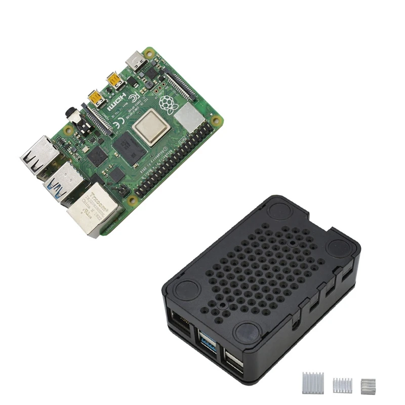 Для Raspberry Pi 4 Модель B 4G ram ABS чехол с серебряными радиаторами Поддержка 2,4/5,0 ГГц wifi Bluetooth 5,0 для RPI 4 DIY Kit