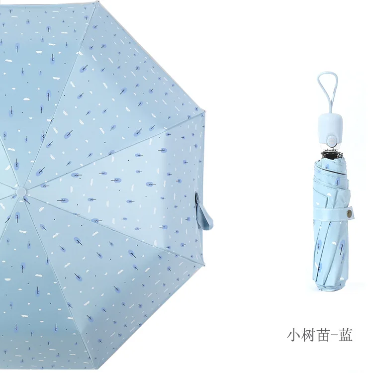Creative Color Handle Fully Automatic All-Weather Umbrella Women's Outdoor Sunshade Three Vinyl Folding UV-Protection Parasol