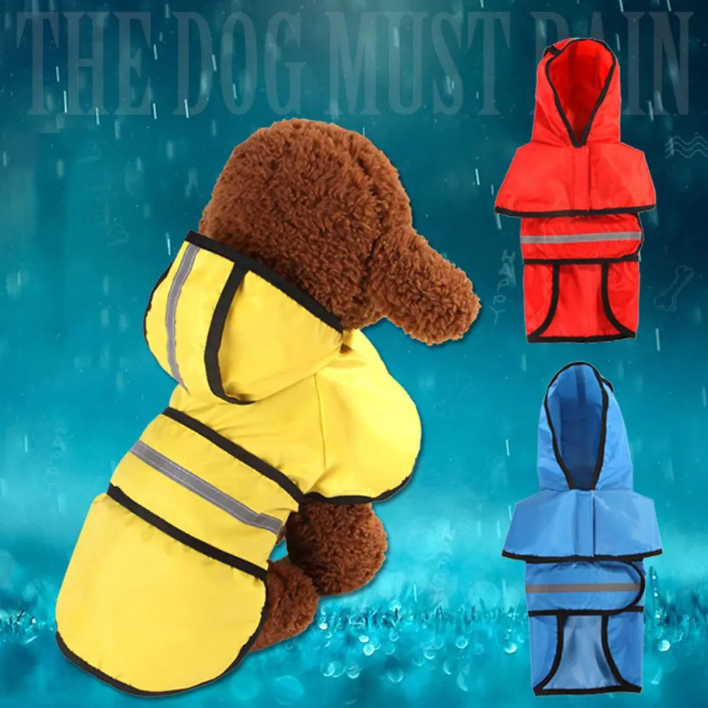 Дождевик для собак, водонепроницаемая легкая куртка для собак, светоотражающая дождевик с капюшоном для маленьких, средних и больших собак